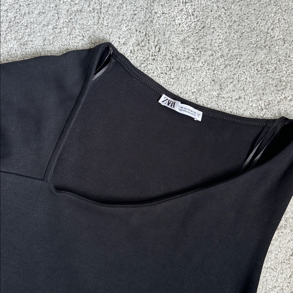 Zara Black Asymmetrical One Sleeve Top - Picture 4 of 4